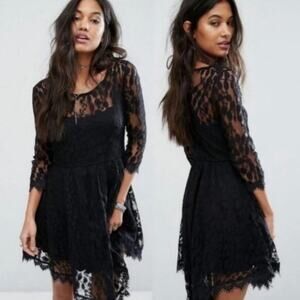 Free People Queens Love Black Asymmetrical Size 0 Dress
